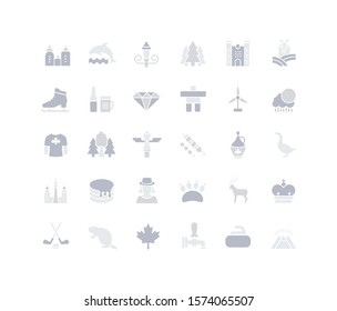 Collection simple icons of vancouver on a white background. Modern gray shadows signs for websites, mobile apps, and concepts