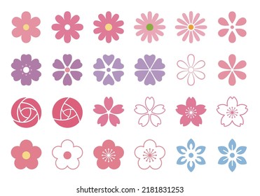 A collection of simple icons of various flowers