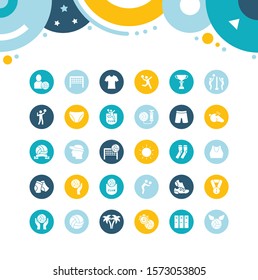 Collection simple icons of volleyball on color circles. Modern white signs for websites, mobile apps, and concepts