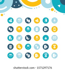 Collection simple icons of vr and ar on color circles. Modern white signs for websites, mobile apps, and concepts
