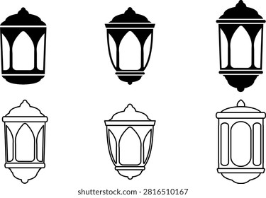 A collection of simple Islamic lantern illustrations inspired by traditional Ramadan and Eid decorations. Perfect for greeting cards, festive designs, cultural events, branding, icons, and decorative graphic projects.