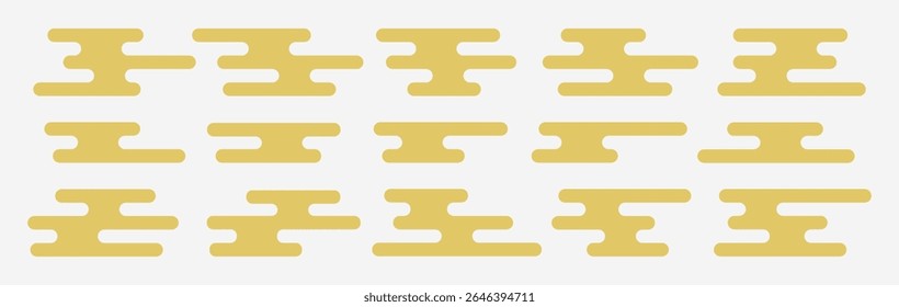 Collection of simple Japanese clouds icons. Asian style cloud elements