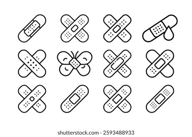 Collection of Simple Line Art Band-Aids