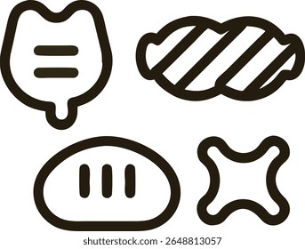 Collection of Simple Line Art Bread and Pastry Icons, Perfect for Bakery Branding