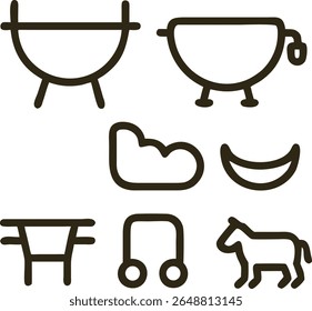 Collection of Simple Line Drawings: Animals, Objects, and Shapes for Design Projects