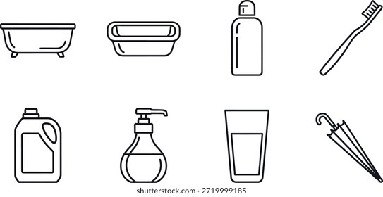 Collection of simple line icons representing nature and environment