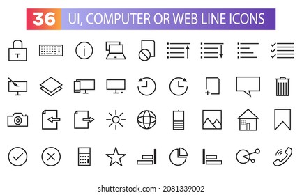 Collection of Simple Line Icons. Usable for User Interface, Web Icons or Mobile Phone Apps with Simple Thin Line Icon Set.