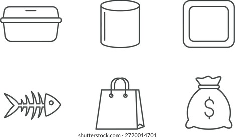 Colección de íconos de línea simples para varios objetos