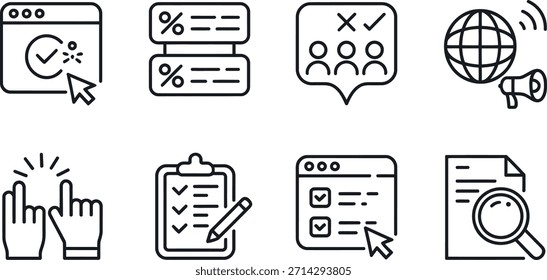 Colección de íconos de línea simples para el desarrollo de Web y la interfaz de usuario