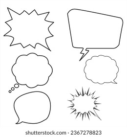 Collection of simple line speech bubbles ,comments, speech bubbles, lines, frames, clouds