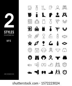 Collection simple and linear icons of UFC on a white background. Modern black and white signs for websites, mobile apps, and concepts
