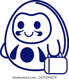 Colección de ilustraciones de personajes Daruma lineales simples en varias actividades diarias como dormir, beber té, llevar cubo, sostener una caja, hacer ejercicio, ir de compras, usar el teléfono, relajarse en el bate