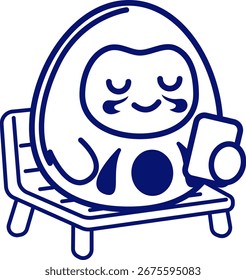 Colección de ilustraciones de personajes Daruma lineales simples en varias actividades diarias como dormir, beber té, llevar cubo, sostener una caja, hacer ejercicio, ir de compras, usar el teléfono, relajarse en el bate