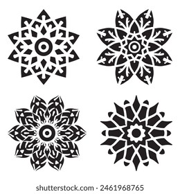 Collection of simple mandala stencils with floral ornament patterns