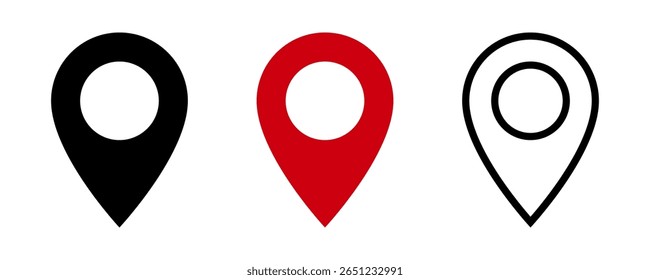 Coleção de ícones de pin de mapa simples