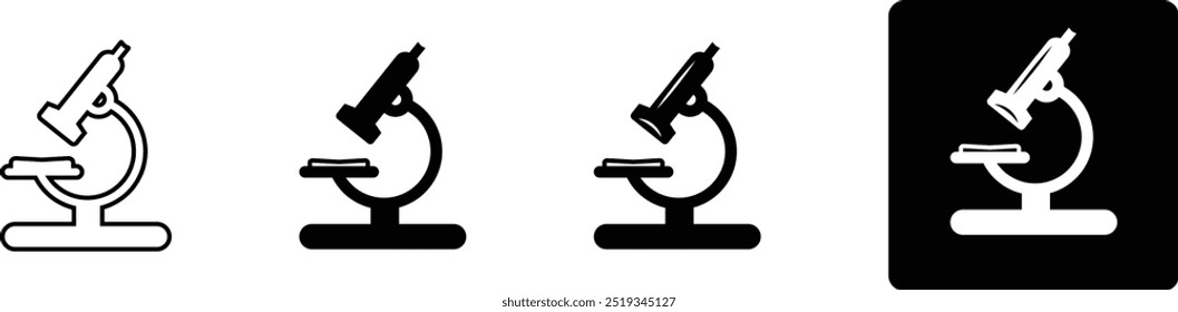 Collection of simple microscope vector icons. Laboratory practice icon. Collection of icons of different styles. Vector Illustration