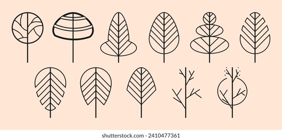 Collection of Simple and Minimalist Tree Illustrations
