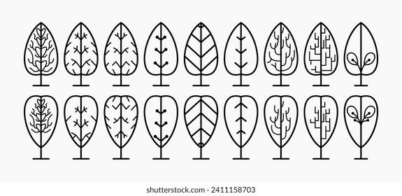 Colección de ilustraciones de árbol simples y minimalistas
