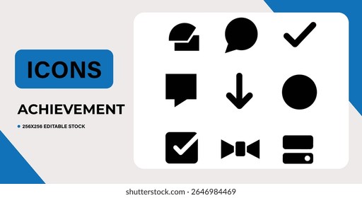 Collection of simple, modern vector icons related to communication, success, and progress.  Editable and isolated on white background.