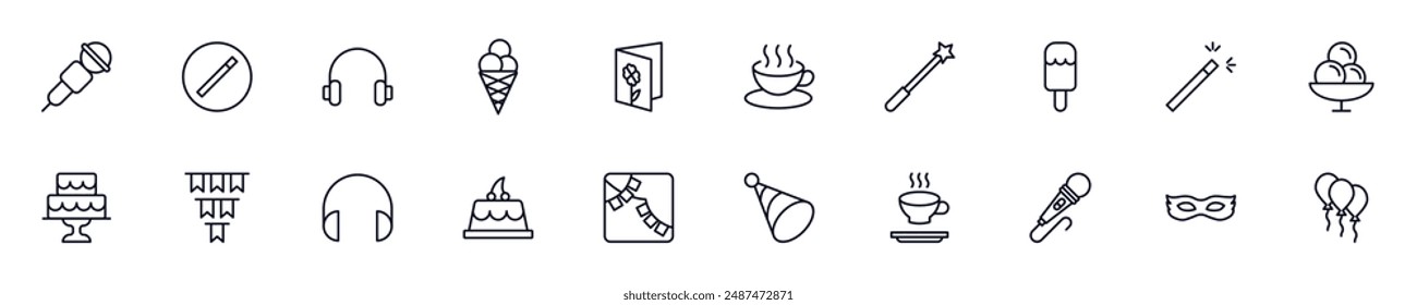 Colección de ilustraciones de contorno simple de vacaciones. Iconos modernos de la línea para App, Sitios web, tiendas, tiendas