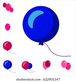 Collection of Simple Party Balloon Icons Isolated On White Background