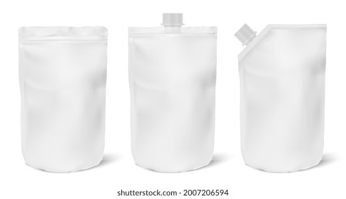 Collection simple plastic paper doypack mockup packaging vector illustration.
