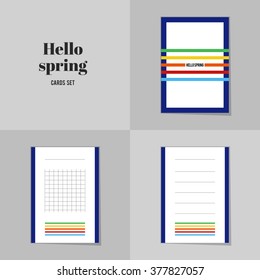 Collection Simple Rectangle for Hello Spring notebooks, stickers, labels, tags. Template for scrapbooking, wrapping, notebooks