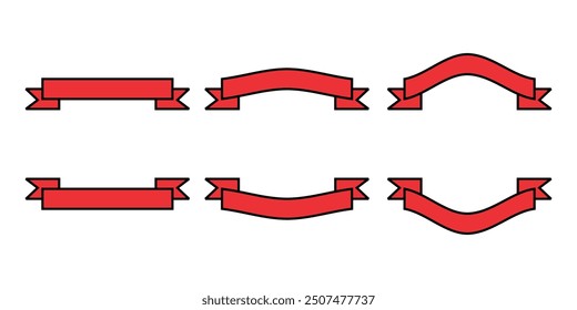 Collection simple ribbon shape, red and blue color concept.