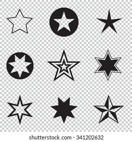Collection simple rounded star rating. With outlines makes the stars. isolated.