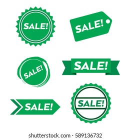A collection of simple sales tags and badges in vector format.