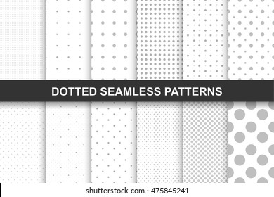 Collection of simple seamless dotted patterns.