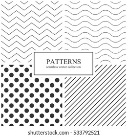 Collection of simple seamless geometric patterns.