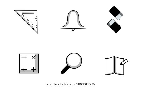 collection of Simple set school and education icon