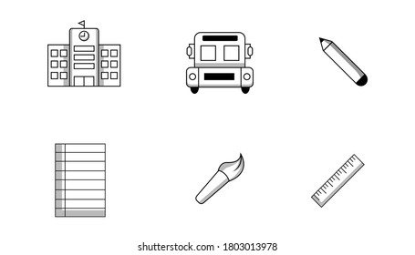 collection of Simple set school and education icon