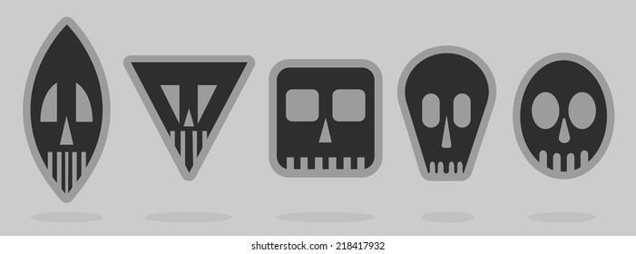 Collection of simple skulls, vector illustration