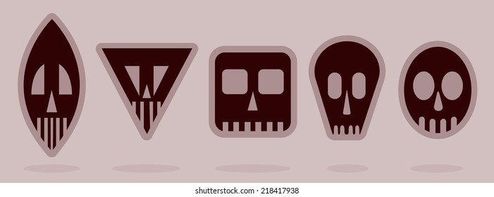 Collection of simple skulls, vector illustration