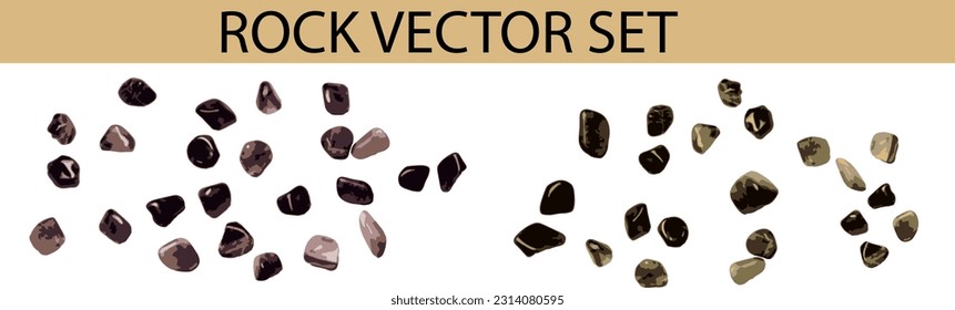 Colección de piedras lisas simples y guijarros, vectores y totalmente editables
