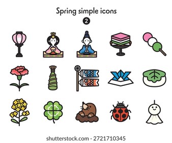 Una colección de simples iconos de primavera