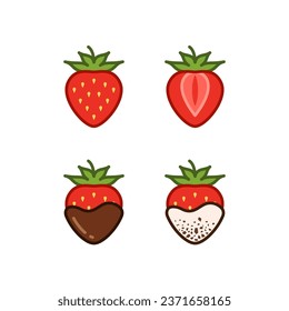 A collection of simple strawberries icon.