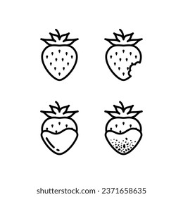 A collection of simple strawberries icon in black outline