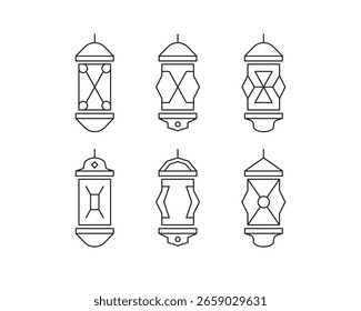 coleção de design de vetor de lanterna de estilo simples em um fundo branco.