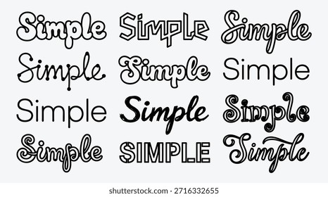 Collection of simple text and typography designs for graphic resources
