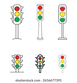 Kollektion von einfachen Ampelillustrationen Rot Gelb Grün Signale Transport Sicherheit Design Elemente