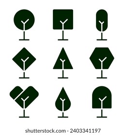 collection of simple tree icon designs