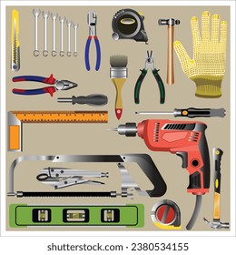 A collection of simple vector hand tool icons