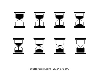 Collection of simple vector hourglass. Hourglass for animation. Countdown icon.