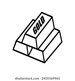 Collection of simple vector icons, golden illustrations
