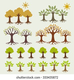 Collection of simple vector tree icons