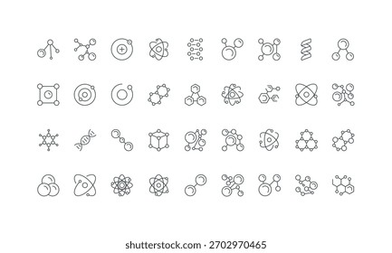 Sammlung von einfachen weißen auf isolierten Projekten Design Forschung und Bildung, Chemie, Wissenschaft, für perfekte Icons Struktur molekularen Hintergrund Vektorgrafik