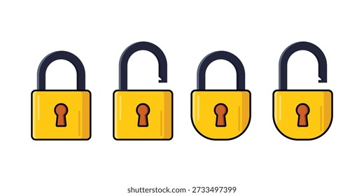 collection of simple yellow padlock illustrations
